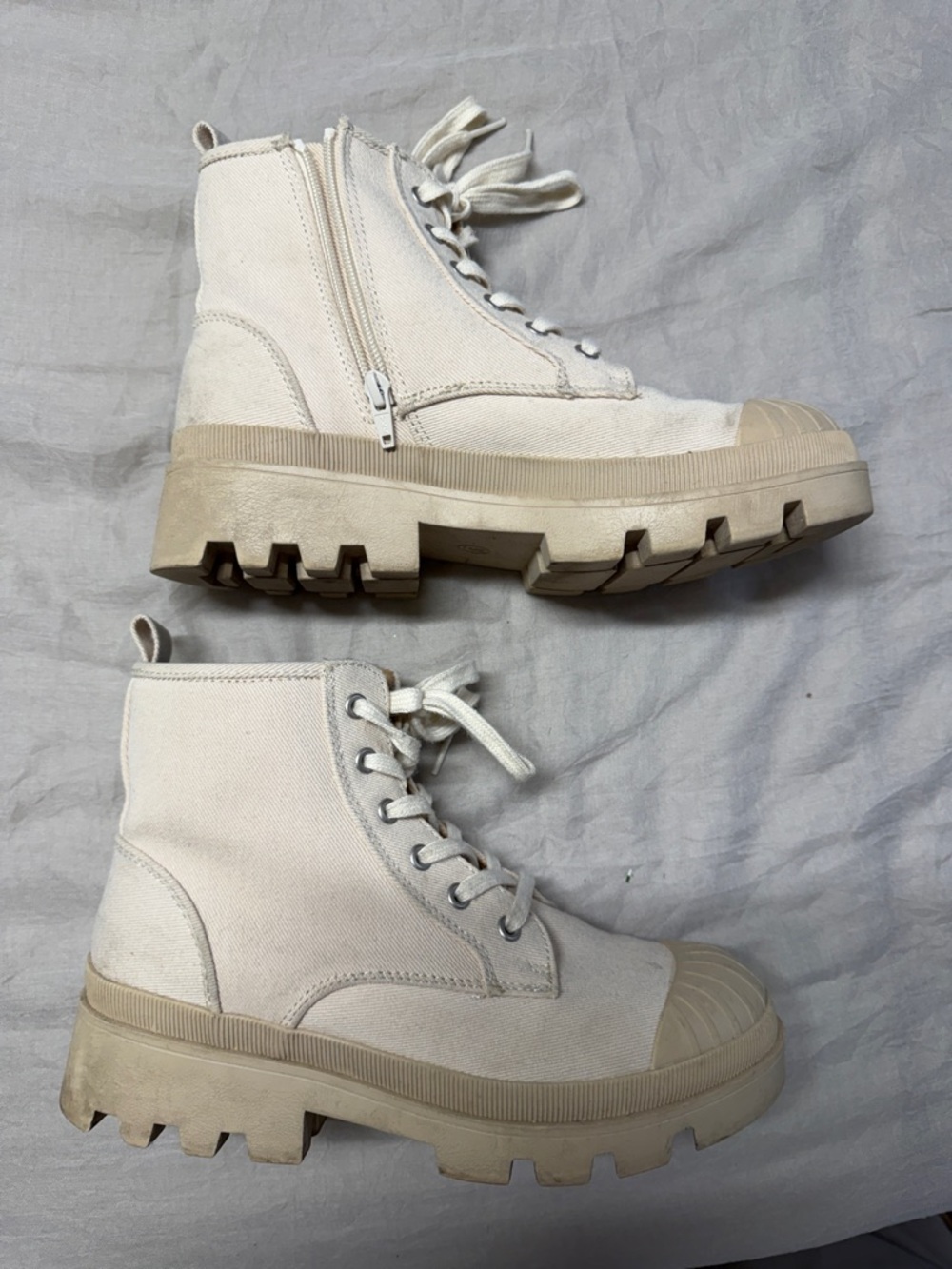 Universal Thread Cream Canvas Combat Boots